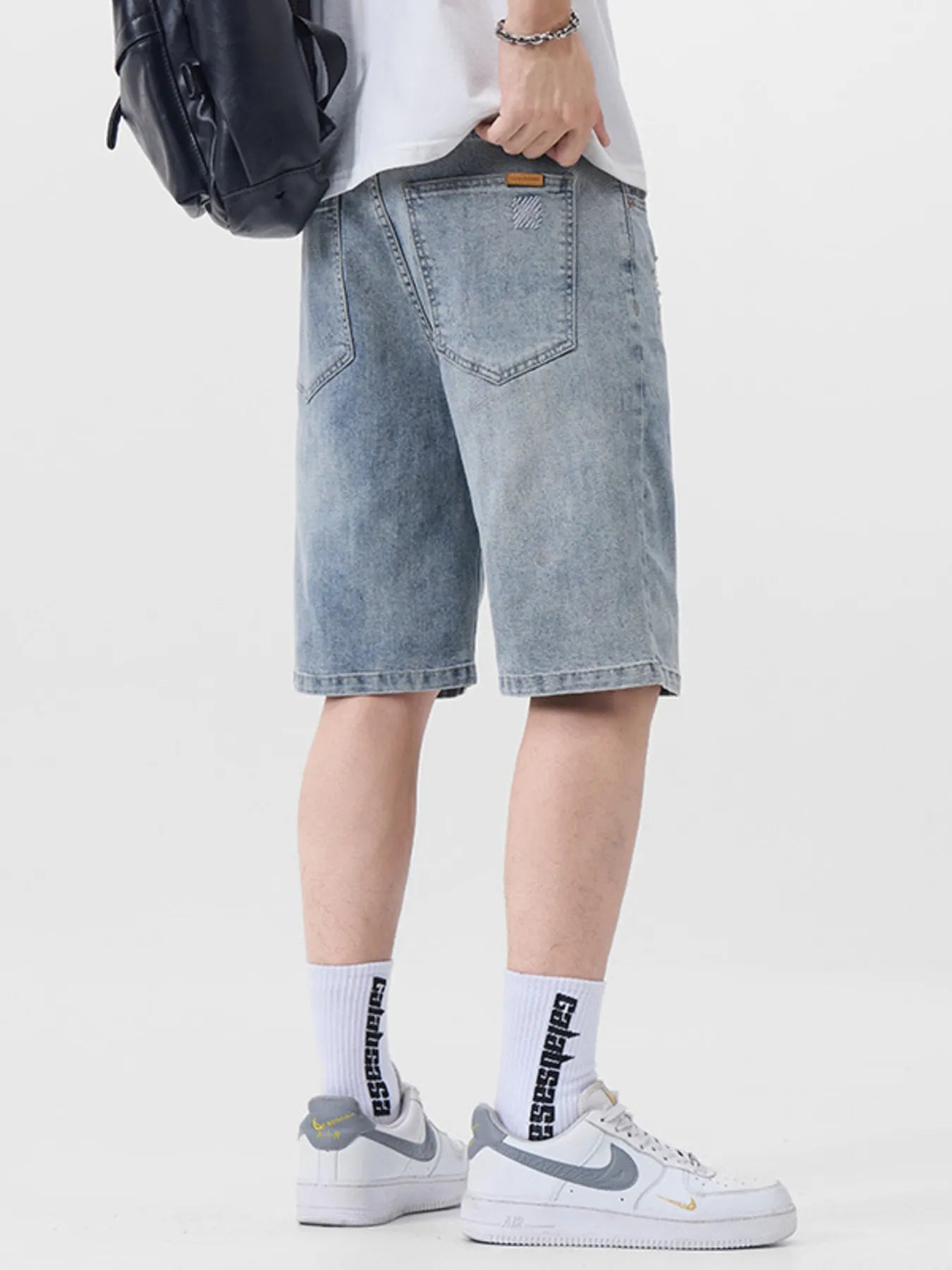 Men's Distressed Denim Shorts Light Blue / 28 
