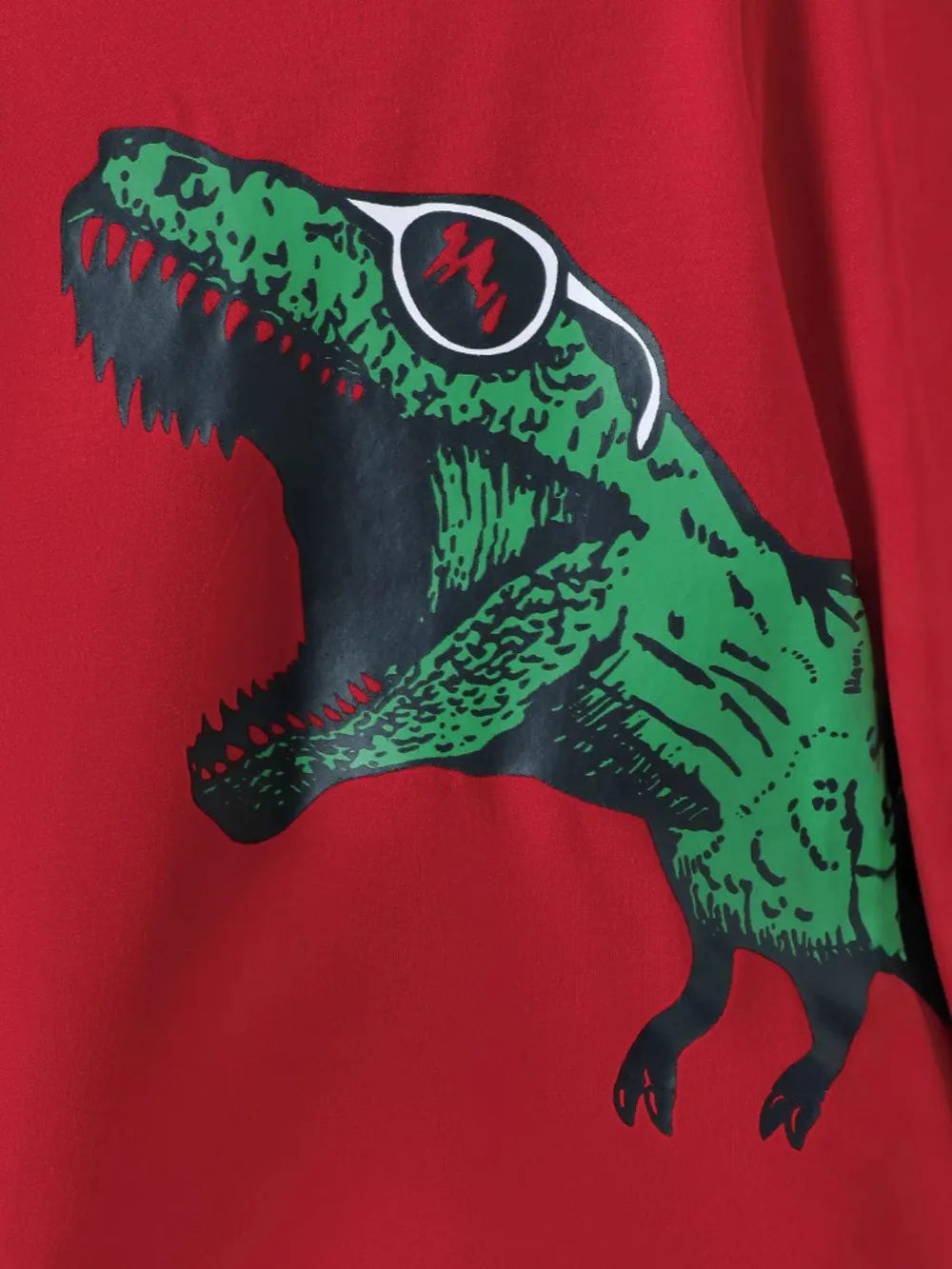 Dinosaur Round Neck Long Sleeve Top and Distressed Pants Set Deep Red / 4Y 