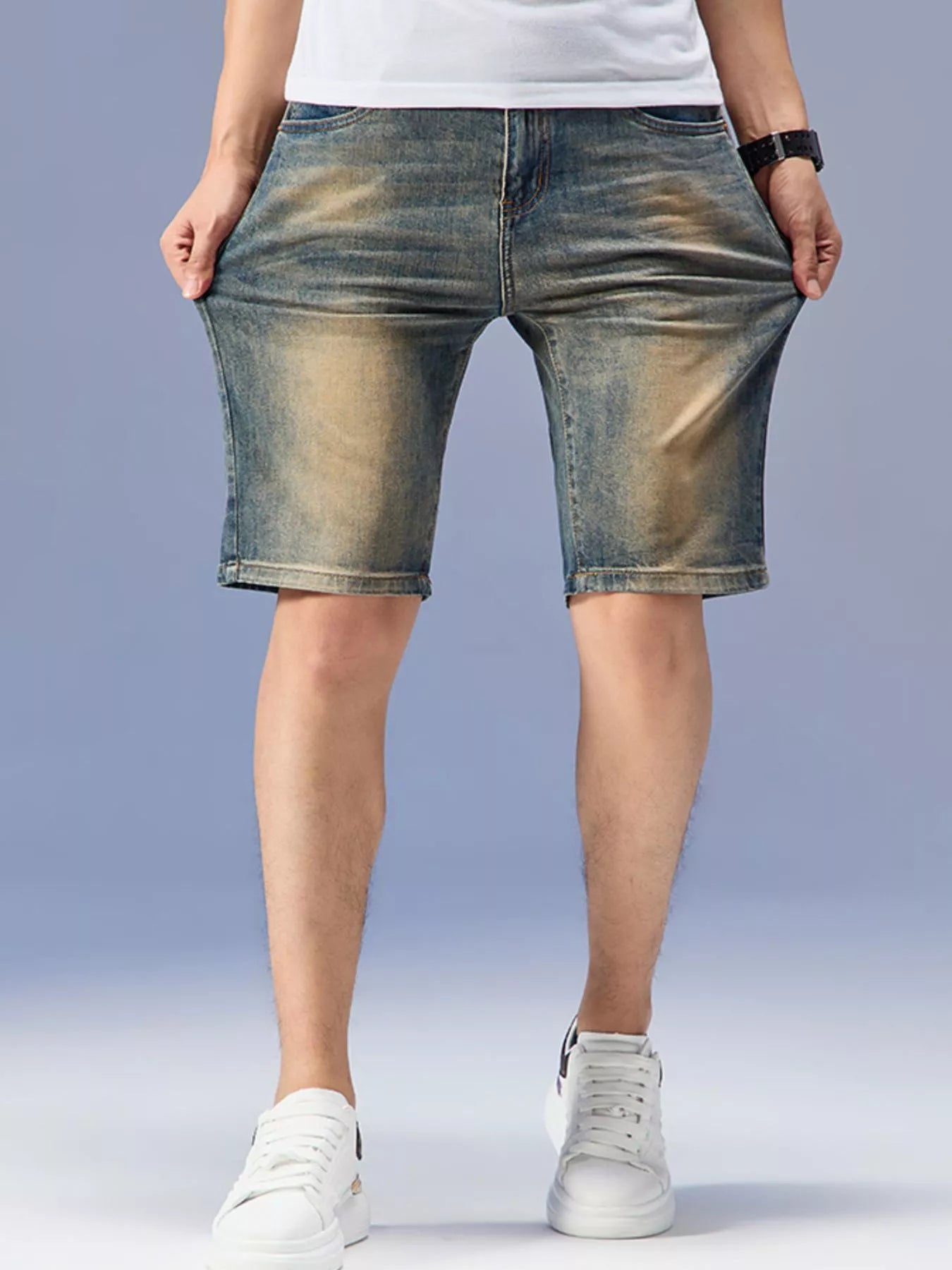 Men's Washed Denim Shorts Nano Yellow / 28 