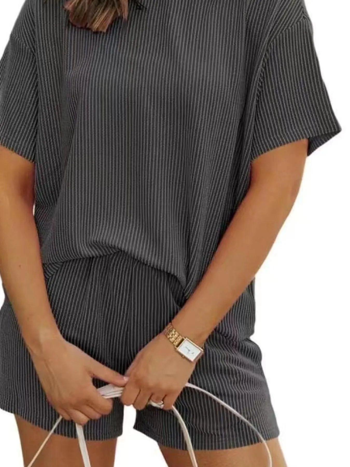 Full Size Ribbed Short Sleeve Top and Shorts Two-Piece Set Plus Size Purple / S 