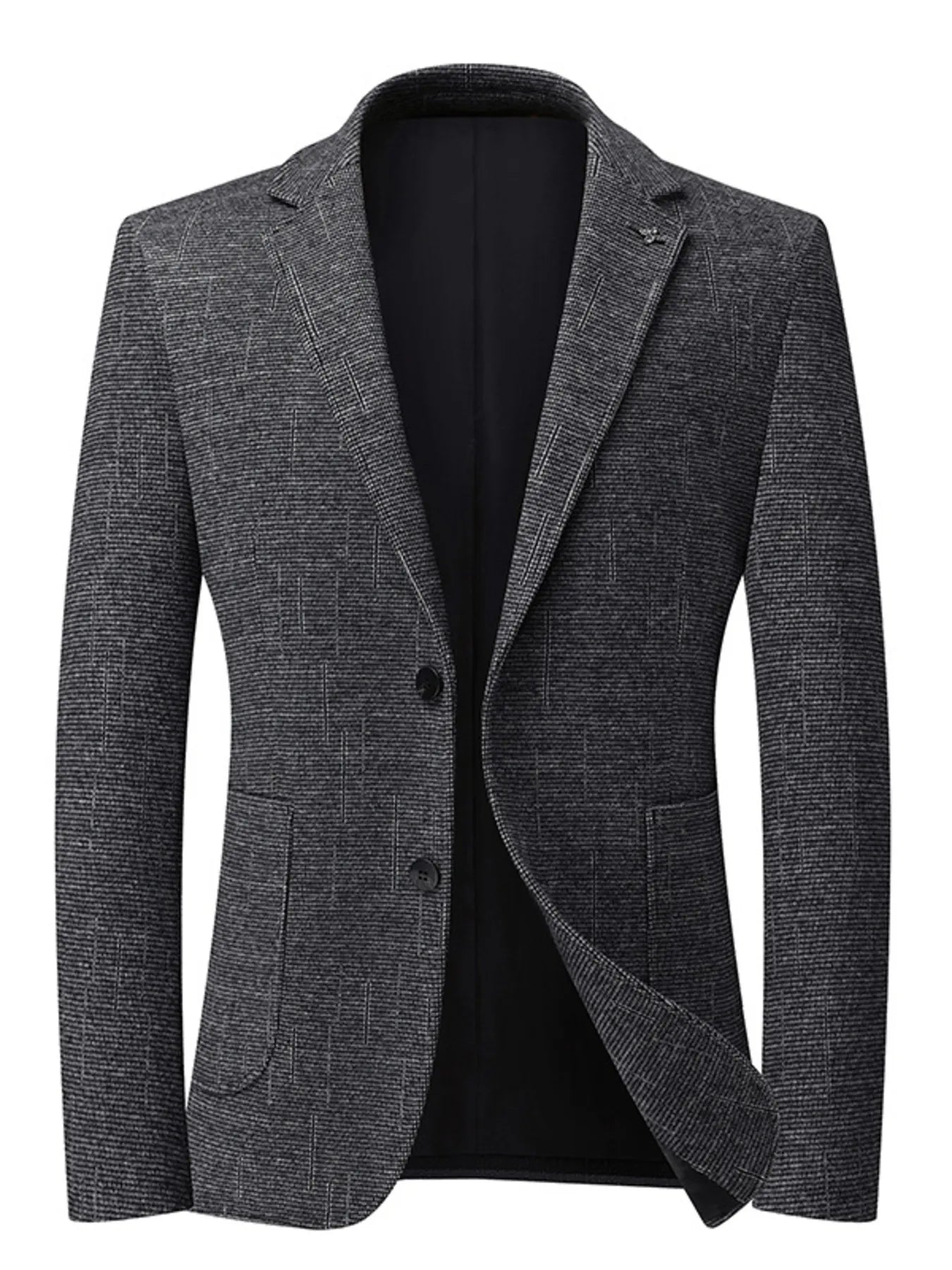 Men's Single-Breasted Tweed Blazer Dark Gray / 170 
