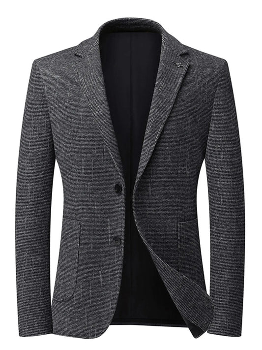 Men's Single-Breasted Tweed Blazer Dark Gray / 170 