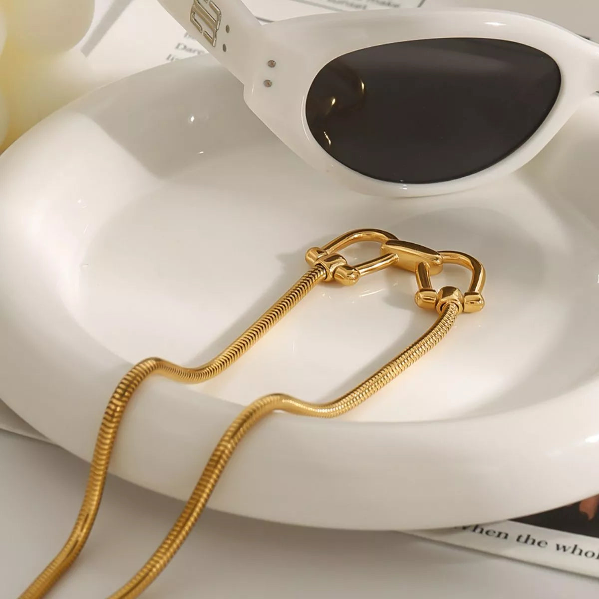18K Gold-Plated Horseshoe Necklace Gold / One Size 