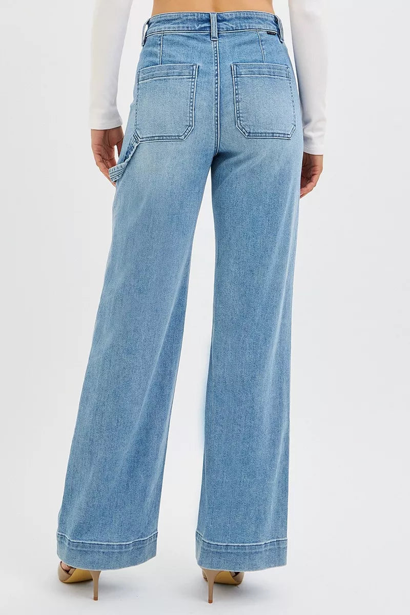 RISEN Full Size High Rise Straight Leg Jeans with Front Pockets Plus Size MEDIUM / 0 