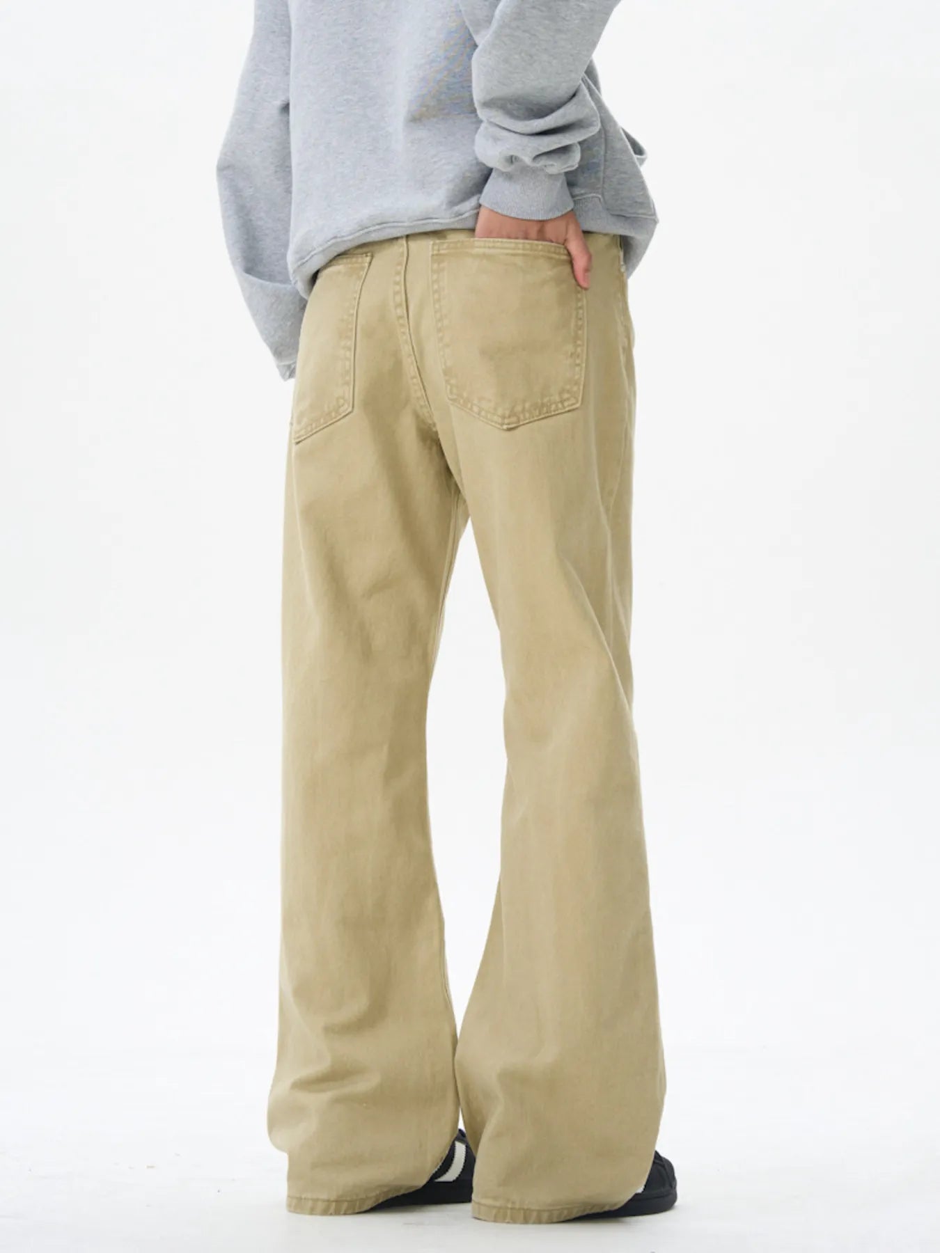 Men's Wide Leg Flare Jeans Khaki / S 