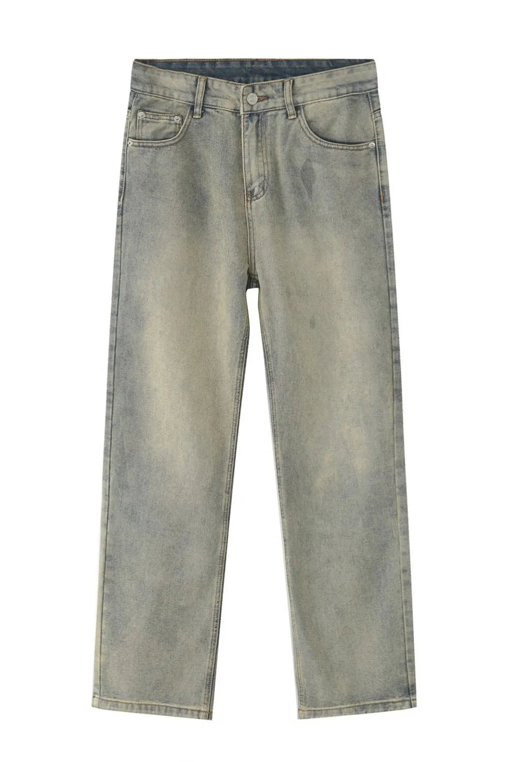 Washed Straight-Leg Slim Jeans Black / S 
