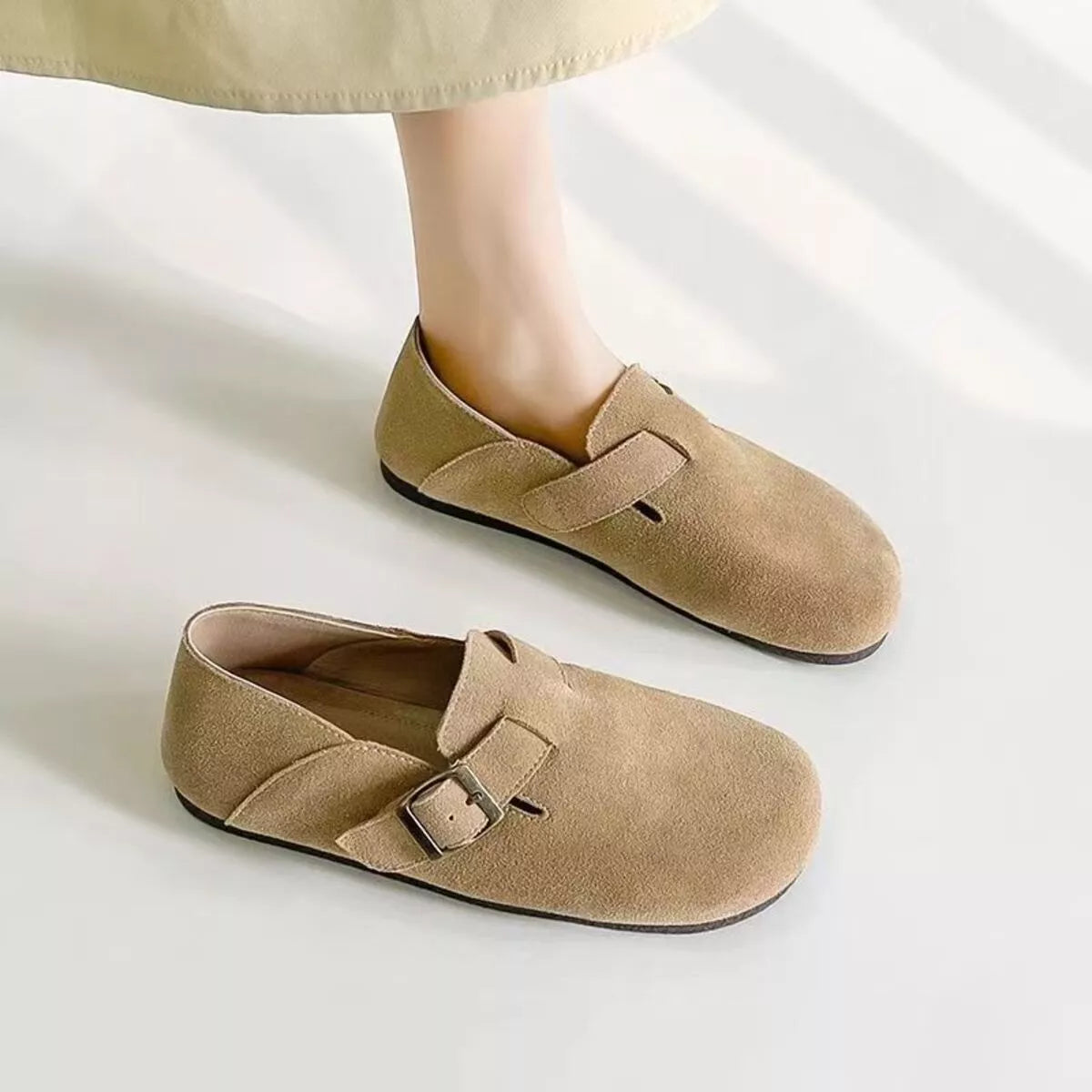 Round Toe Buckle Slip-Ons Maroon / 35 
