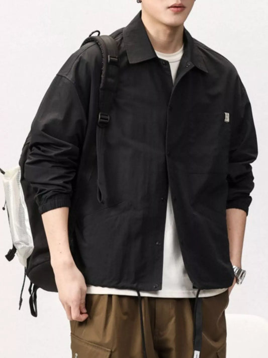 Men's Full Size Button Up Long Sleeve Shirt Plus Size Black / S 
