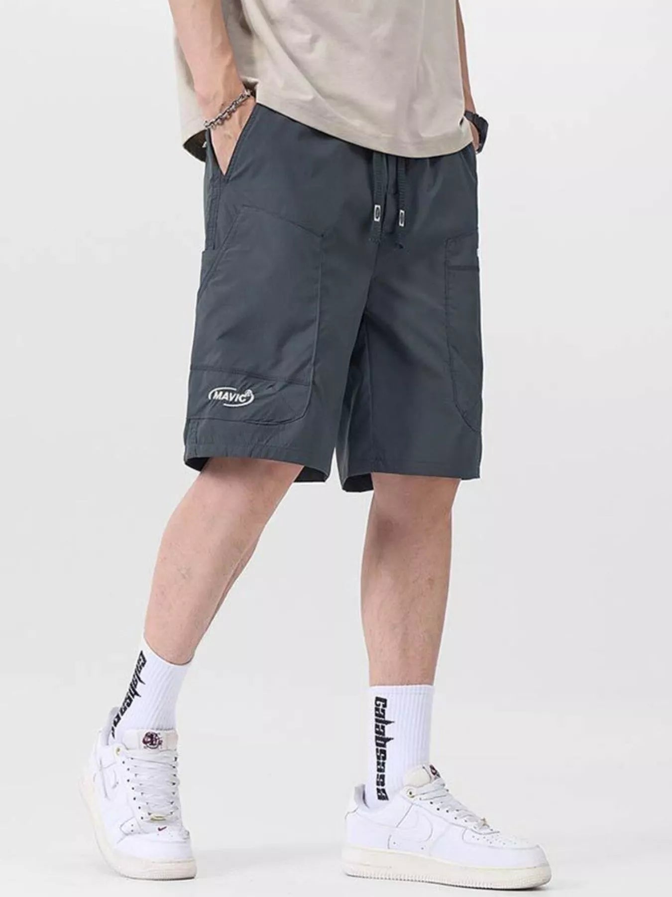 Men's Plus Size Drawstring Cargo Shorts Light Military Green / M 