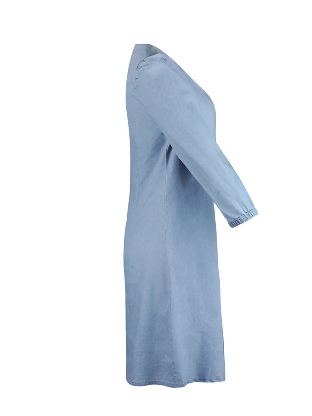 Full Size V-Neck Half Sleeve Dress Light Blue / S 