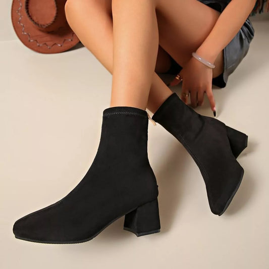 Block Heel Ankle Boots Leopard Print / 36 