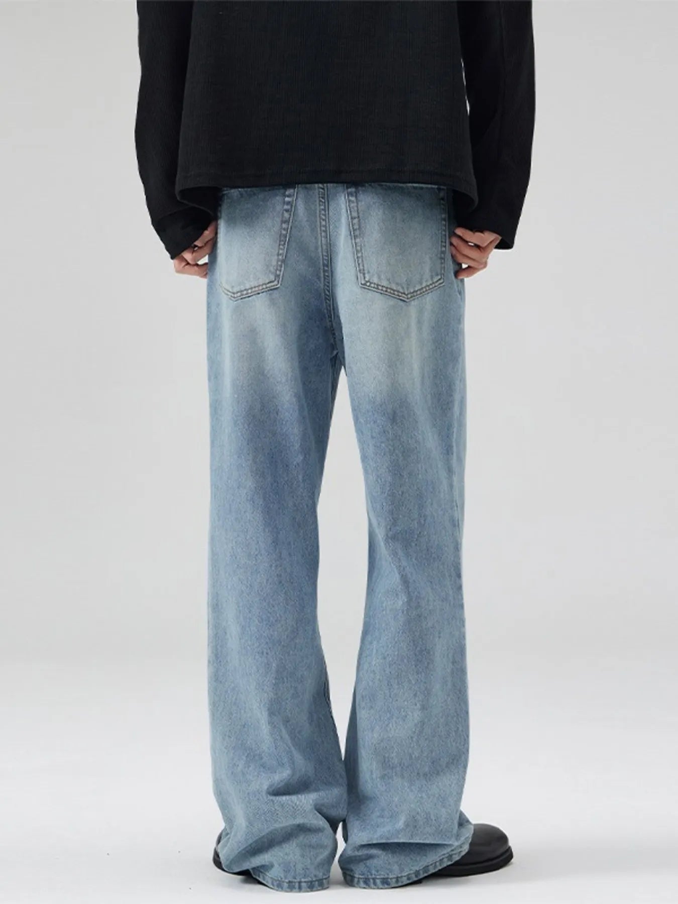 Men's Full Size Washed Wide Leg Jeans Plus Size Light Blue / S 