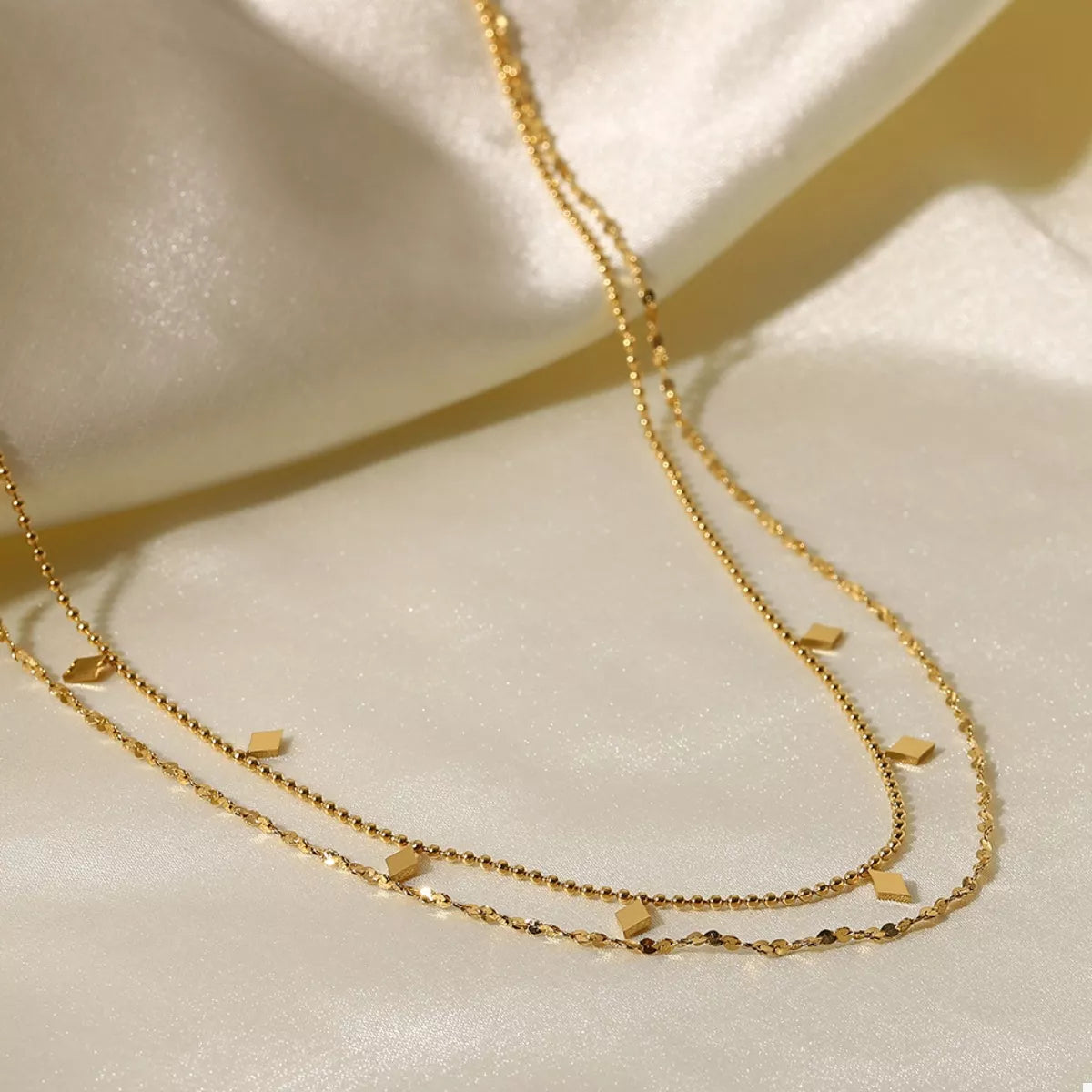 18K Gold-Plated Double Layered Necklace Gold / One Size 