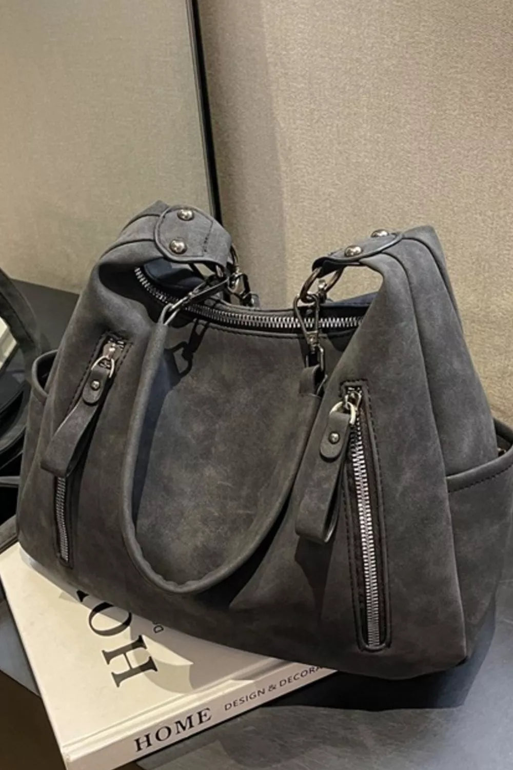 Zipper Details Adjustable Strap Crossbody Bag Khaki / One Size 