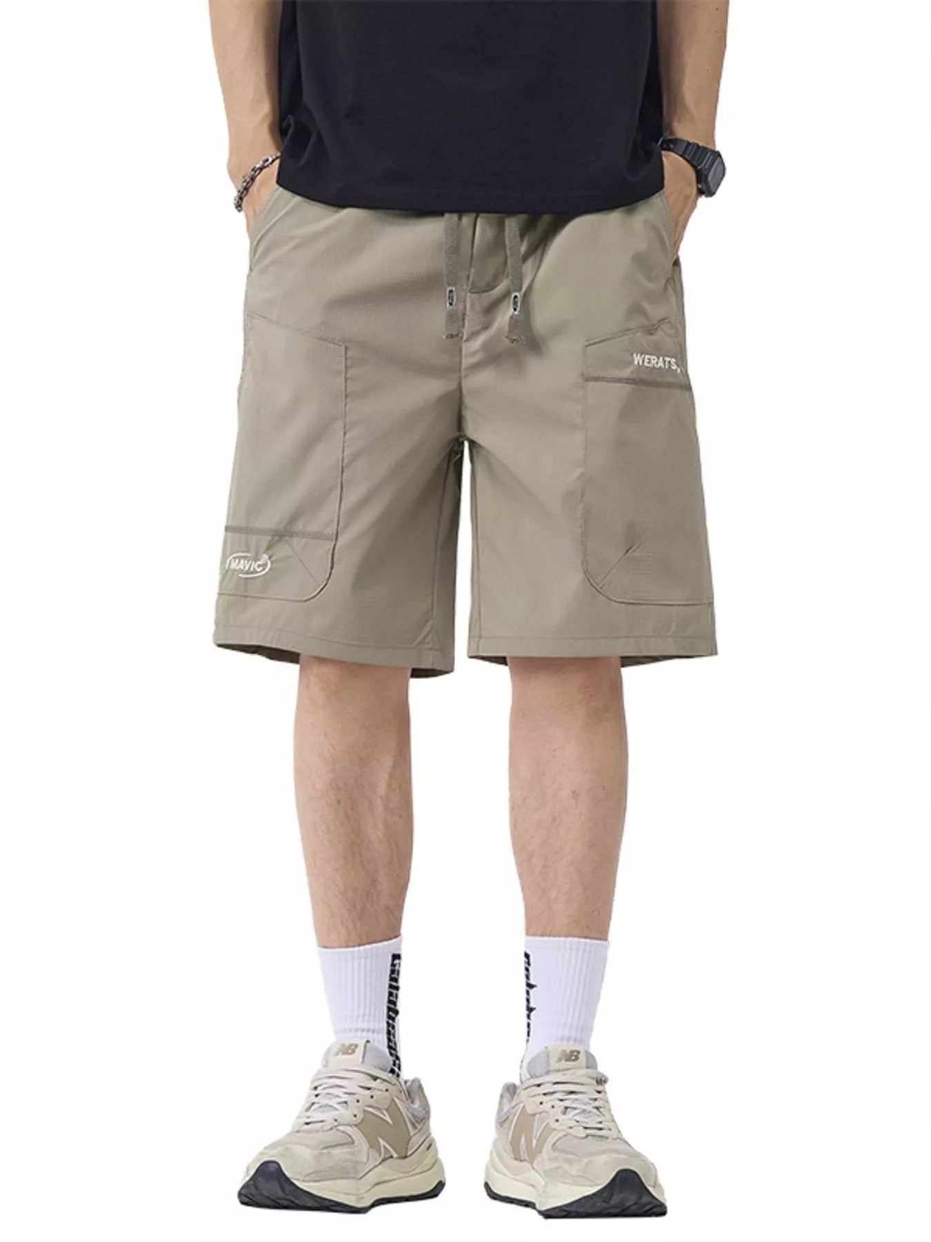 Men's Plus Size Drawstring Cargo Shorts Light Military Green / M 