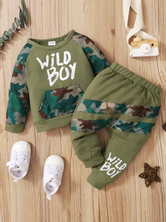 Children's Camouflage Top and Pants Set Army Green / 12-18M 