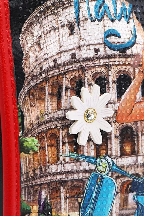 Nicole Lee USA Martha Travels Italy Multi Pocket Shoulder Bag MARTHA TRAVELS ITALY / OS 