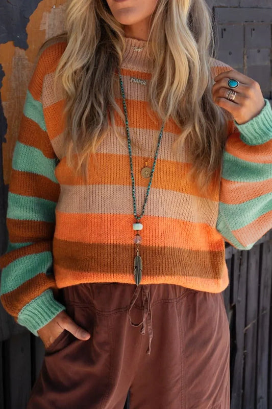 Striped Rainbow Long Sleeve Sweater Multicolor / S 