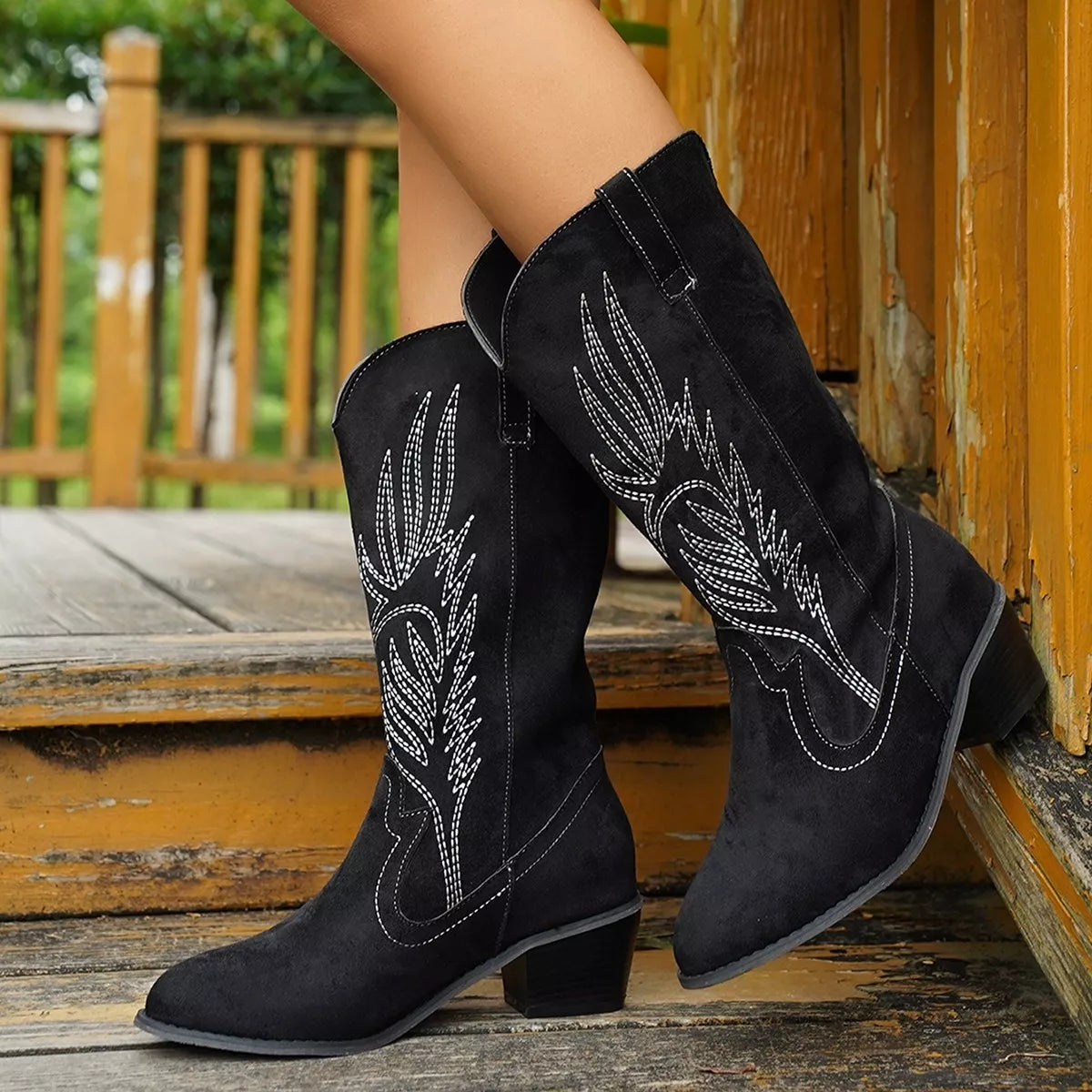 Point Toe Block Heels Boots Dusty Blue / 36 
