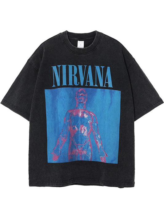 Men's Graphic Round Neck Short Sleeve T-Shirt Black / M 