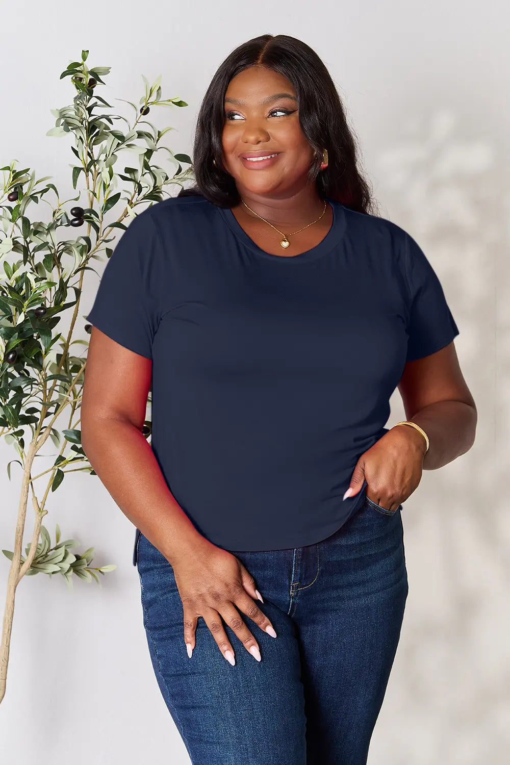 Basic Bae Full Size Round Neck Short Sleeve T-Shirt Gray / S 