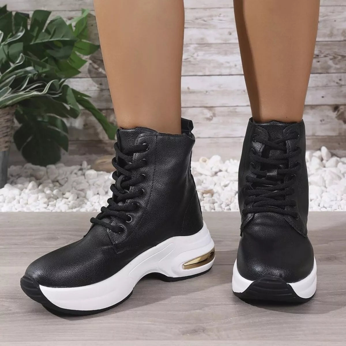 Lace Up Platform Ankle Boots Green / 35 