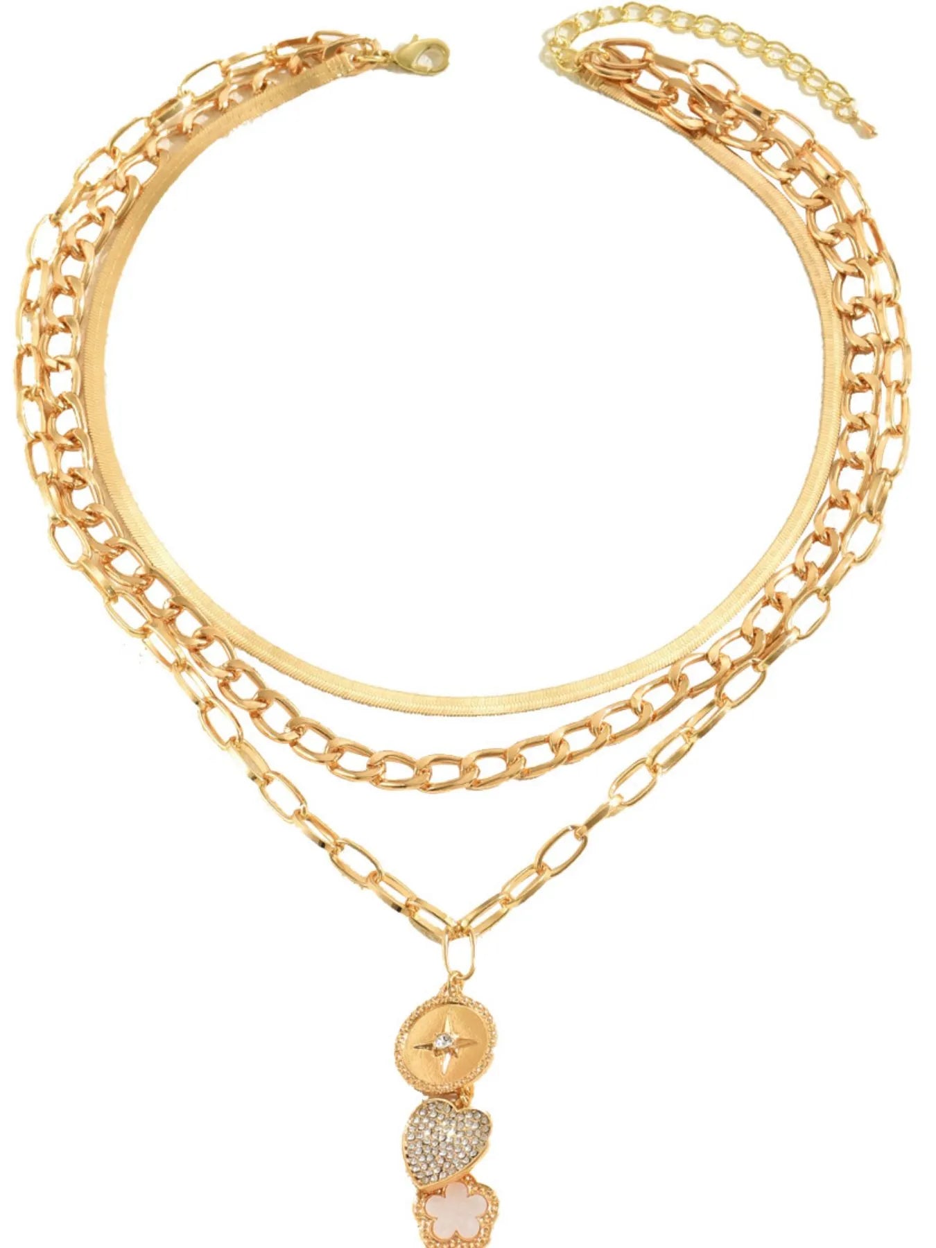 Stainless Steel Layered Necklace Gold / One Size 