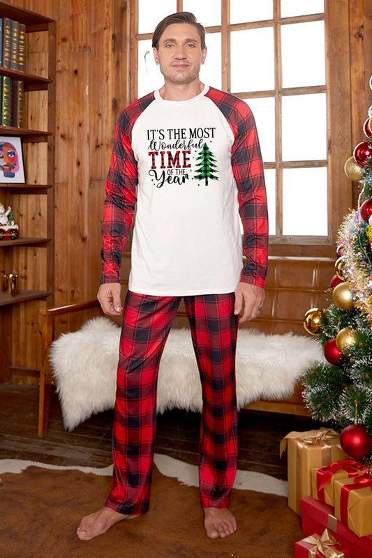 Slogan Graphic Top and Plaid Pants Set Multicolor / M 