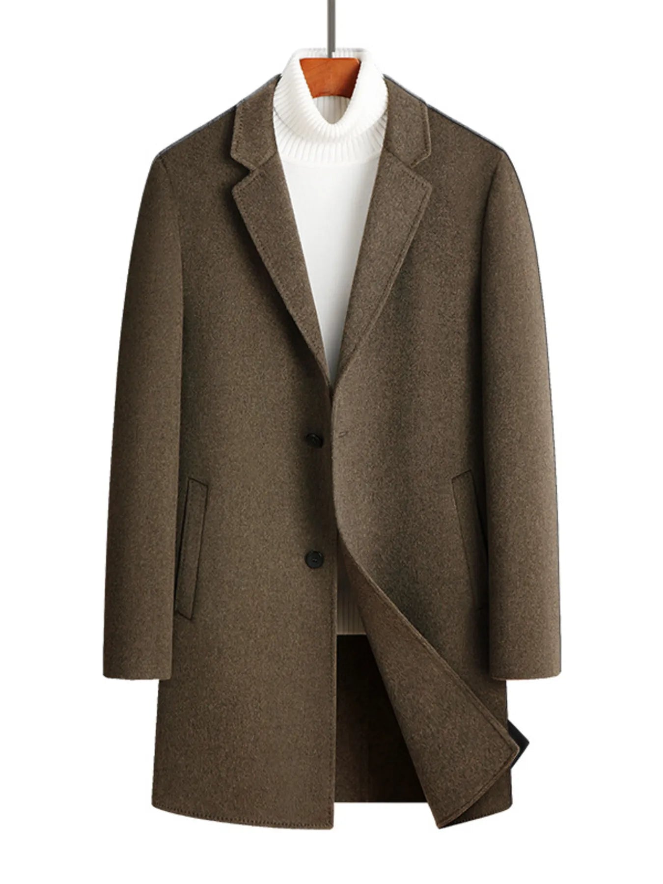 Men's Plus Size Button Up Long Sleeve Coat Black / M 