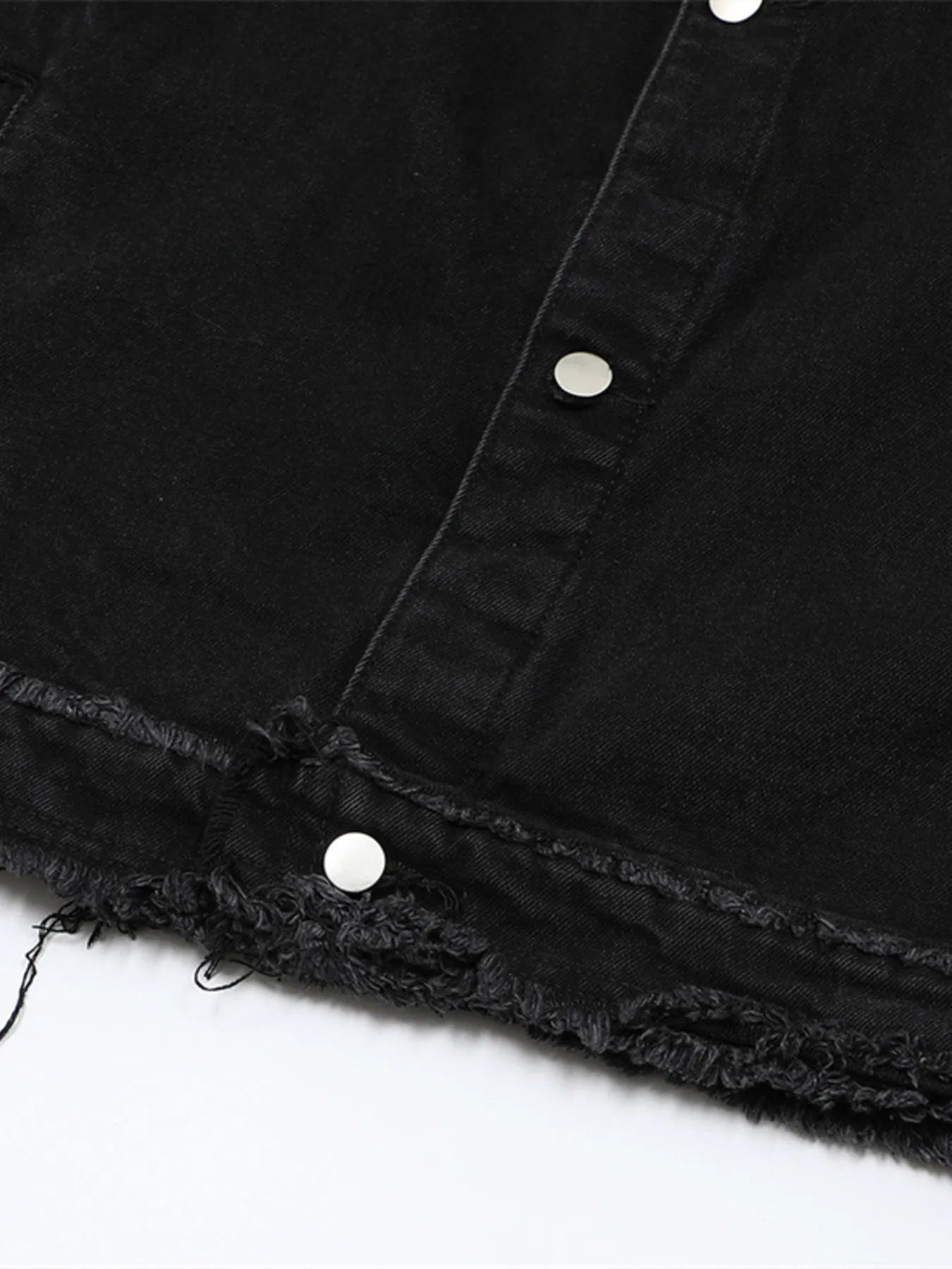 Men's Raw Hem Long Sleeve Denim Jacket Nostalgic Black / S 