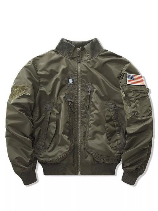 Men's Plus Size Zip Up Long Sleeve Jacket Khaki / M 