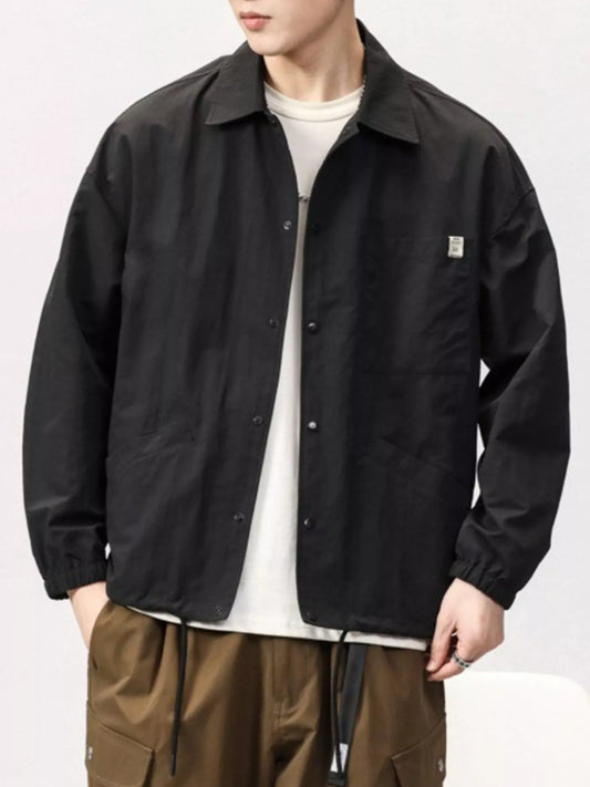 Men's Full Size Button Up Long Sleeve Shirt Plus Size Black / S 