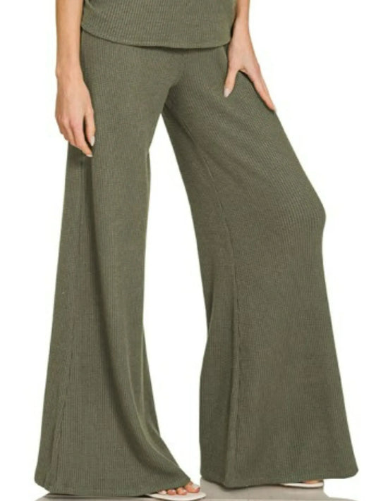 Zenana Mock Neck Top and Pants Sweater Set DK OLIVE / S 