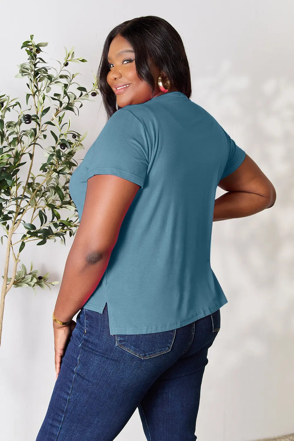 Basic Bae Full Size Round Neck Short Sleeve T-Shirt Gray / S 