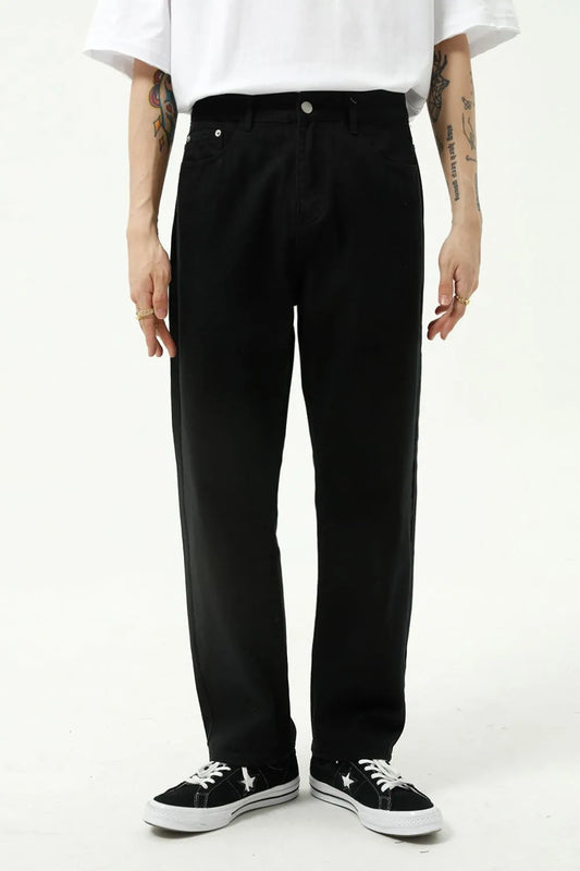 Washed Straight-Leg Slim Jeans Black / S 