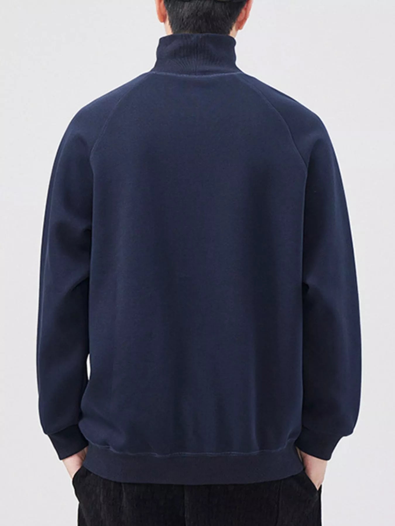 Men's Plus Size Turtleneck Long Sleeve Sweatshirt Deep Navy Blue / M 