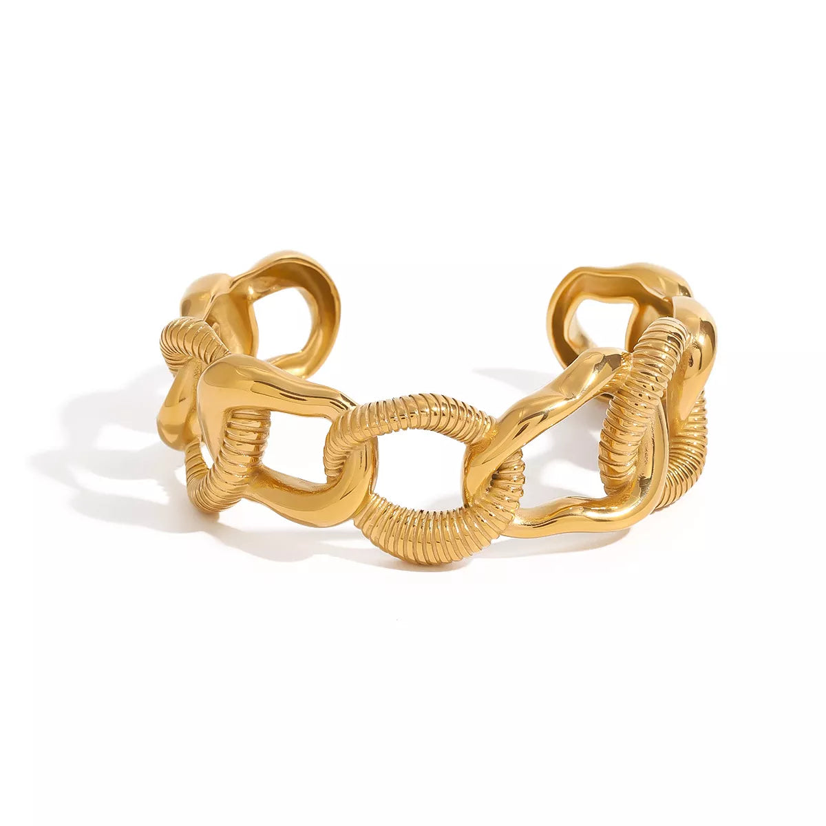 18K Gold-Plated Chain Link Open Bracelet Gold / One Size 