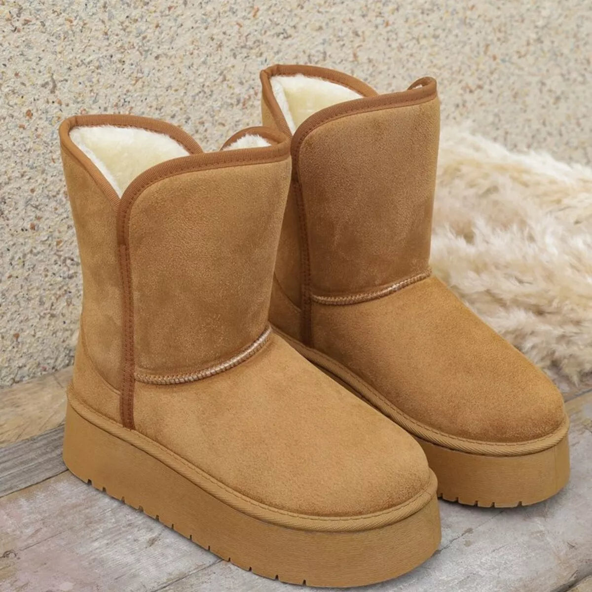 Round Toe Platform Boots Green / 36 