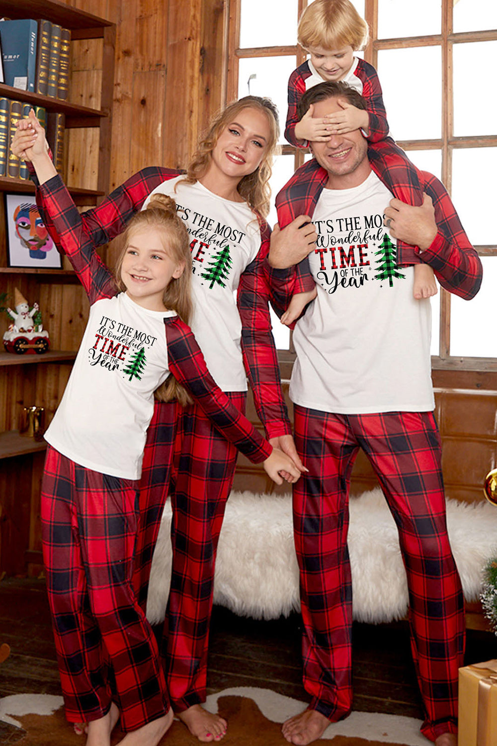 Slogan Graphic Top and Plaid Pants Set Multicolor / M 