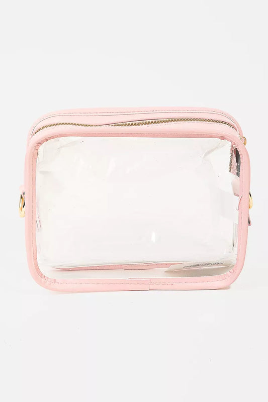 Fame PVC Clear Rectangular Crossbody Bag Blush Pink / one size 