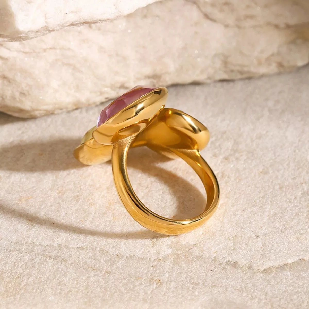 Triple Rhinestone Bypass Ring Gold / One Size 