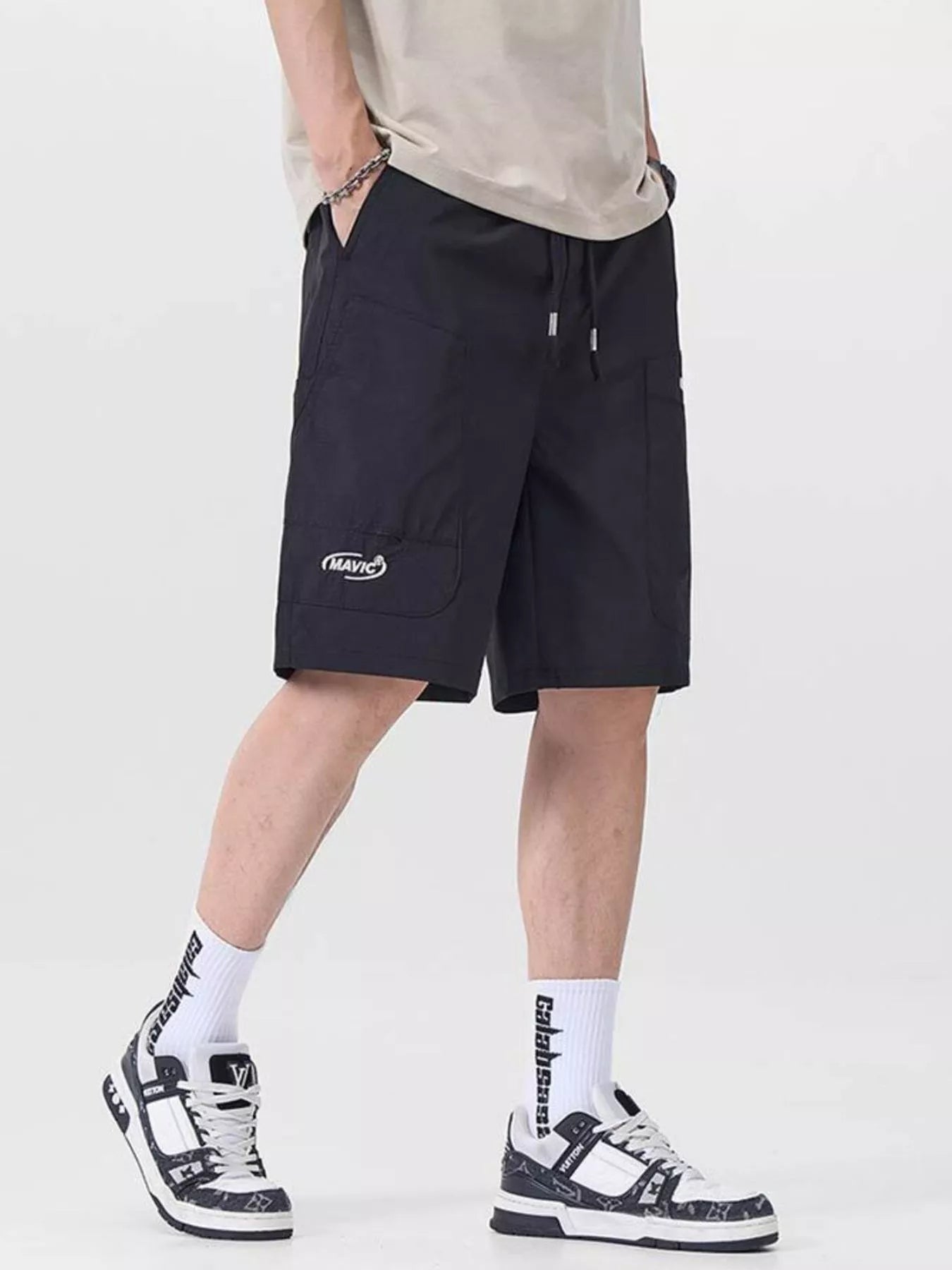 Men's Plus Size Drawstring Cargo Shorts Light Military Green / M 