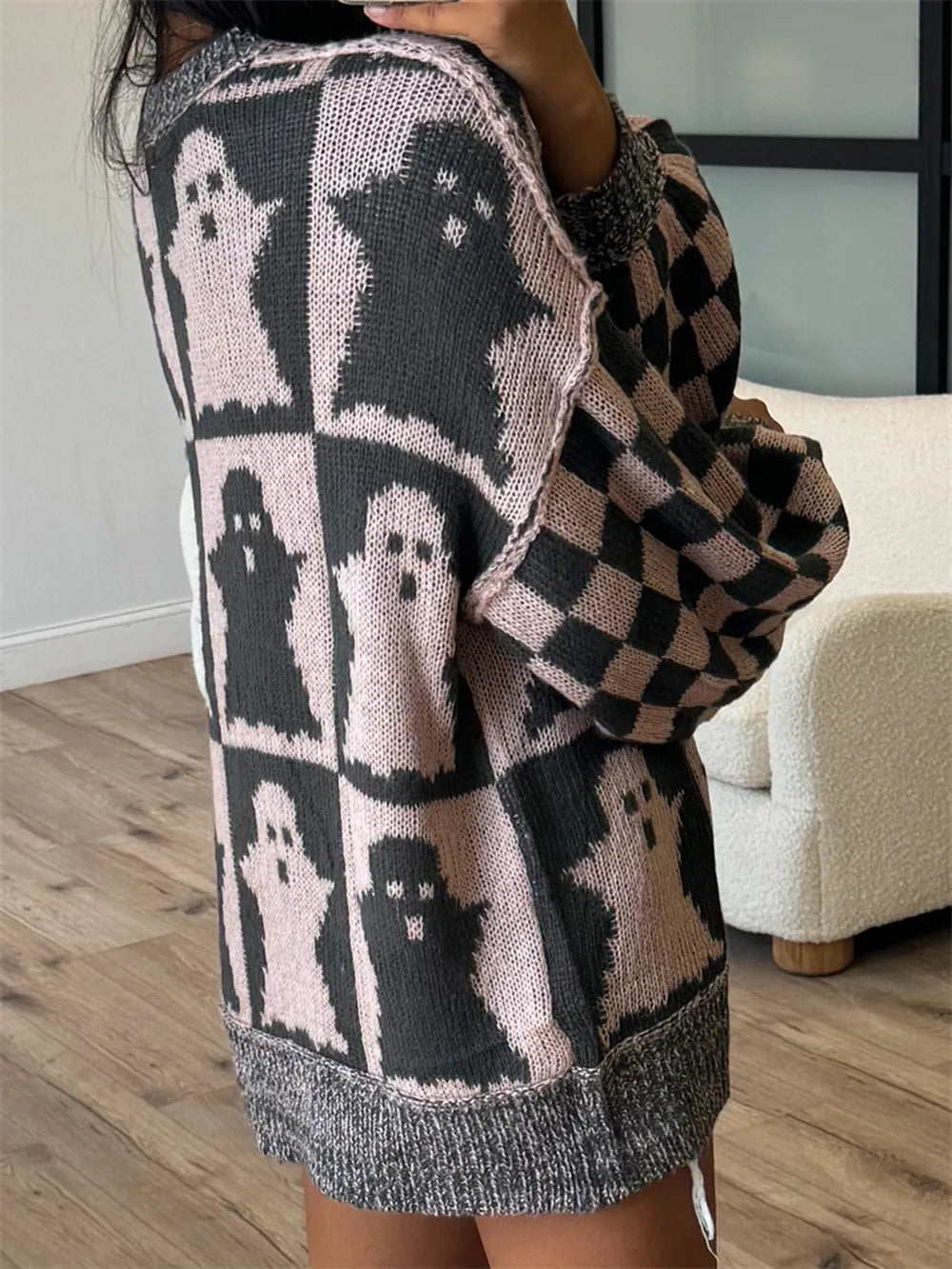 Ghost Dropped Shoulder Long Sleeve Sweater Dusty Pink / S 