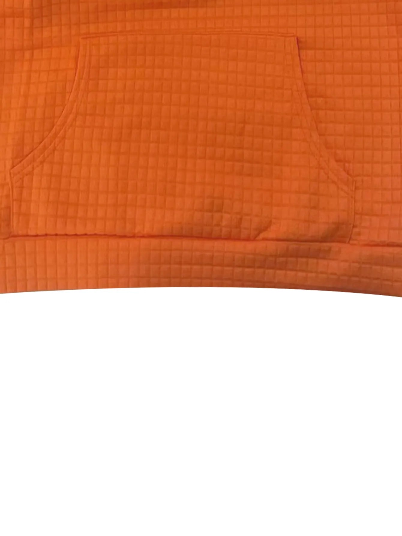 Waffle Knit Drawstring Long Sleeve Hoodie Orange / S 