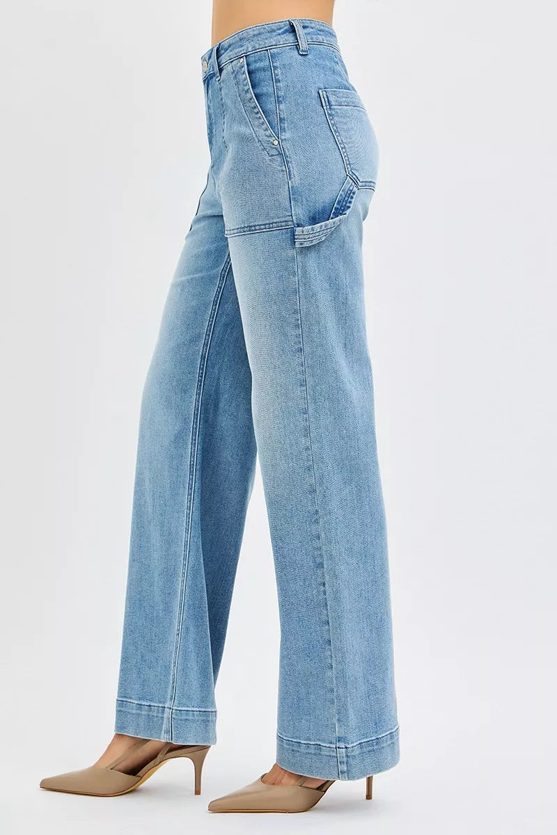 RISEN Full Size High Rise Straight Leg Jeans with Front Pockets Plus Size MEDIUM / 0 