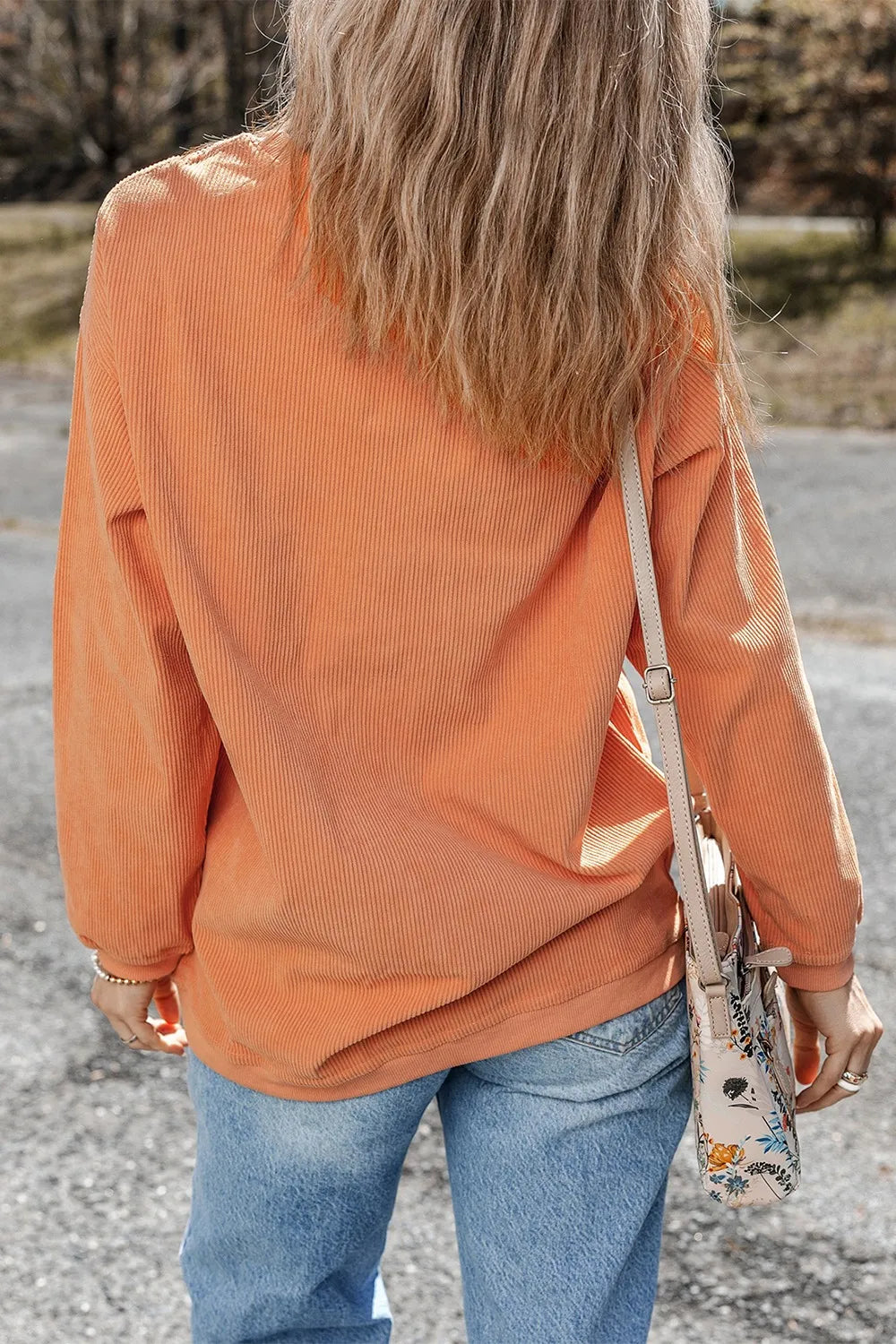Sequin Pumpkin Round Neck Long Sleeve Sweatshirt Sherbet / S 