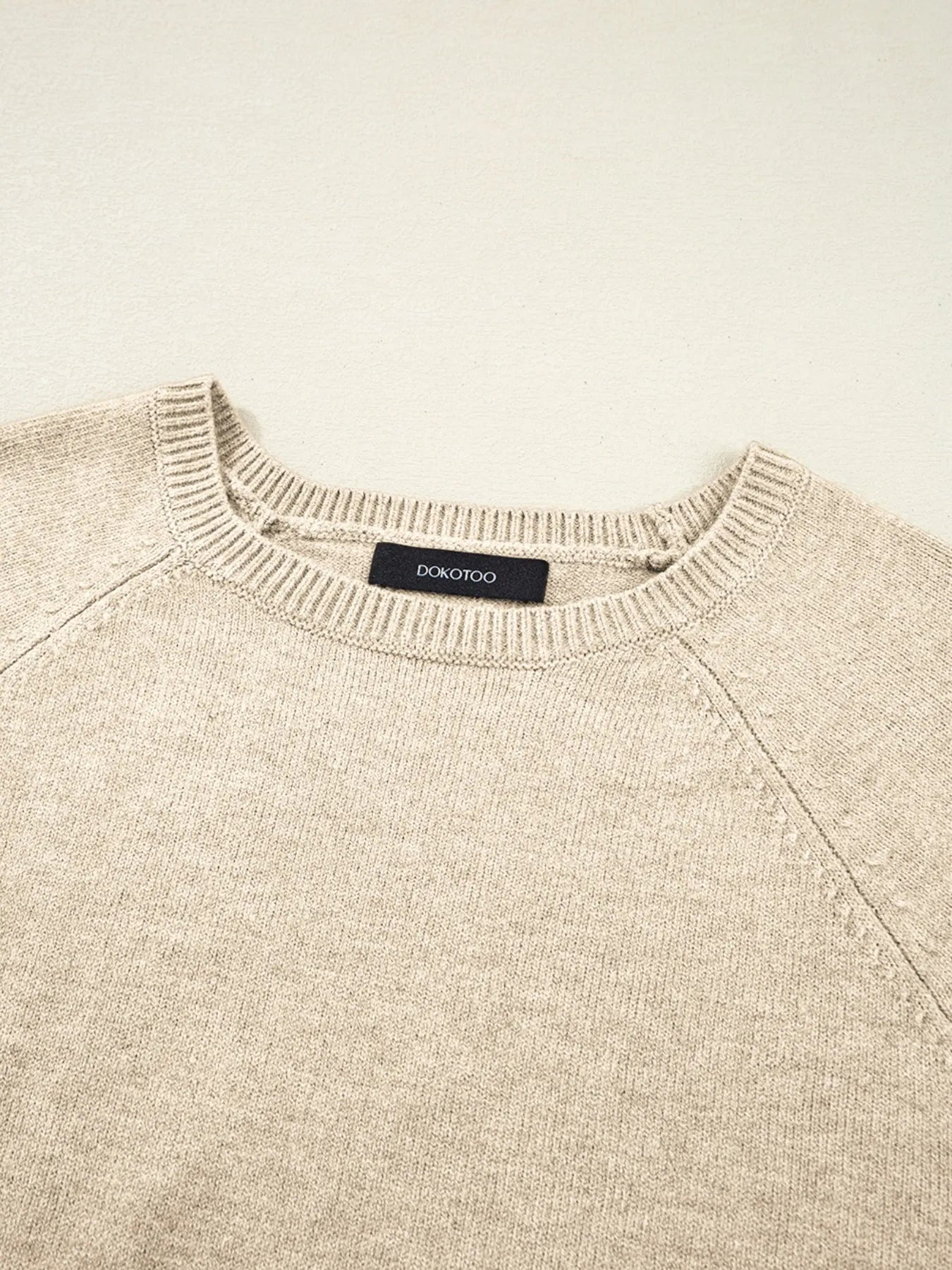 Crew Neck Long Sleeve Sweater Khaki / S 