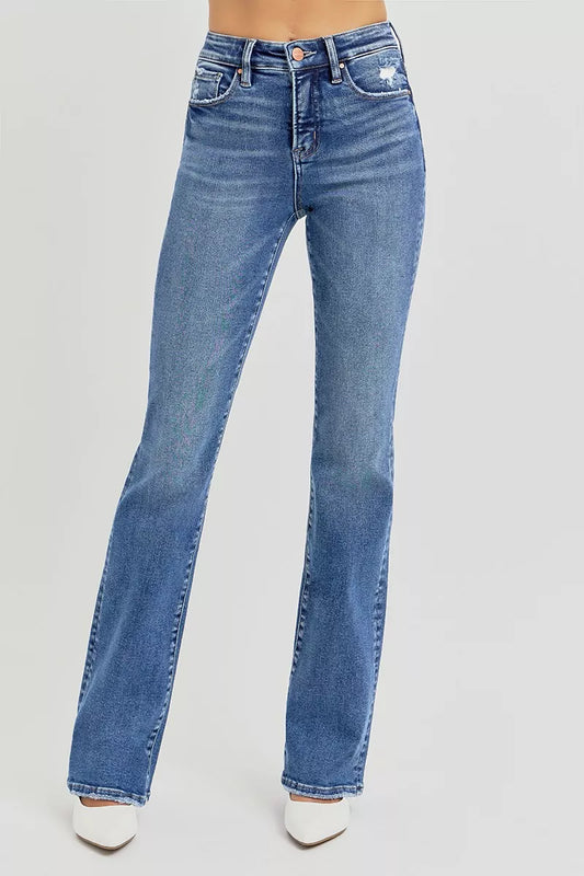 RISEN Full Size Tummy Control High Rise Straight Jeans Plus Size DARK / 0 