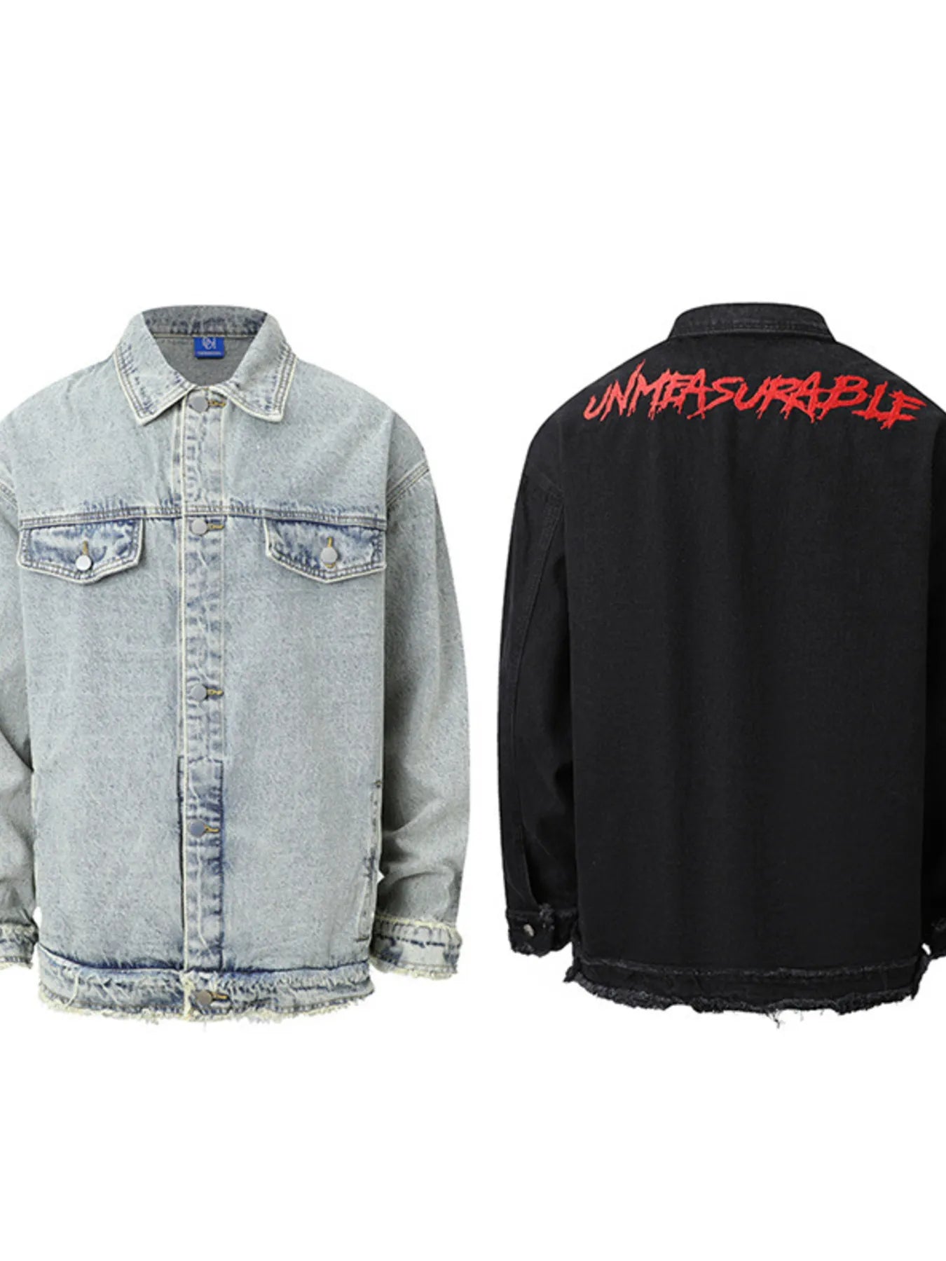 Men's Raw Hem Long Sleeve Denim Jacket Nostalgic Black / S 