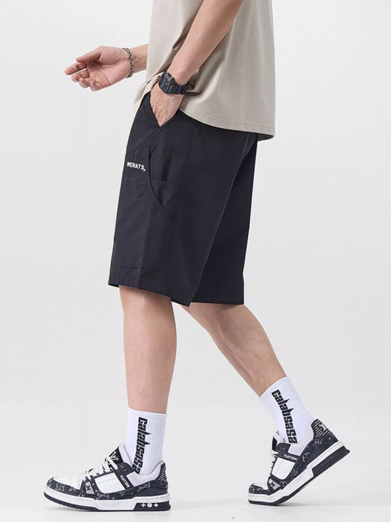 Men's Plus Size Drawstring Cargo Shorts Light Military Green / M 
